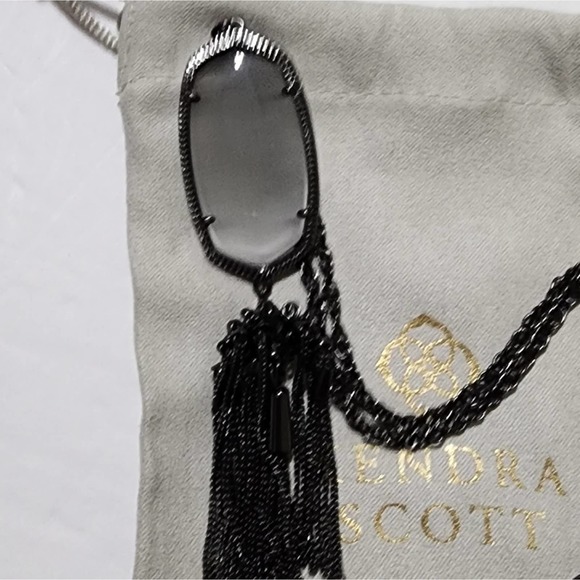 Kendra Scott gunmetal and Slate Grey cays eye Rayne necklace - Picture 5 of 9